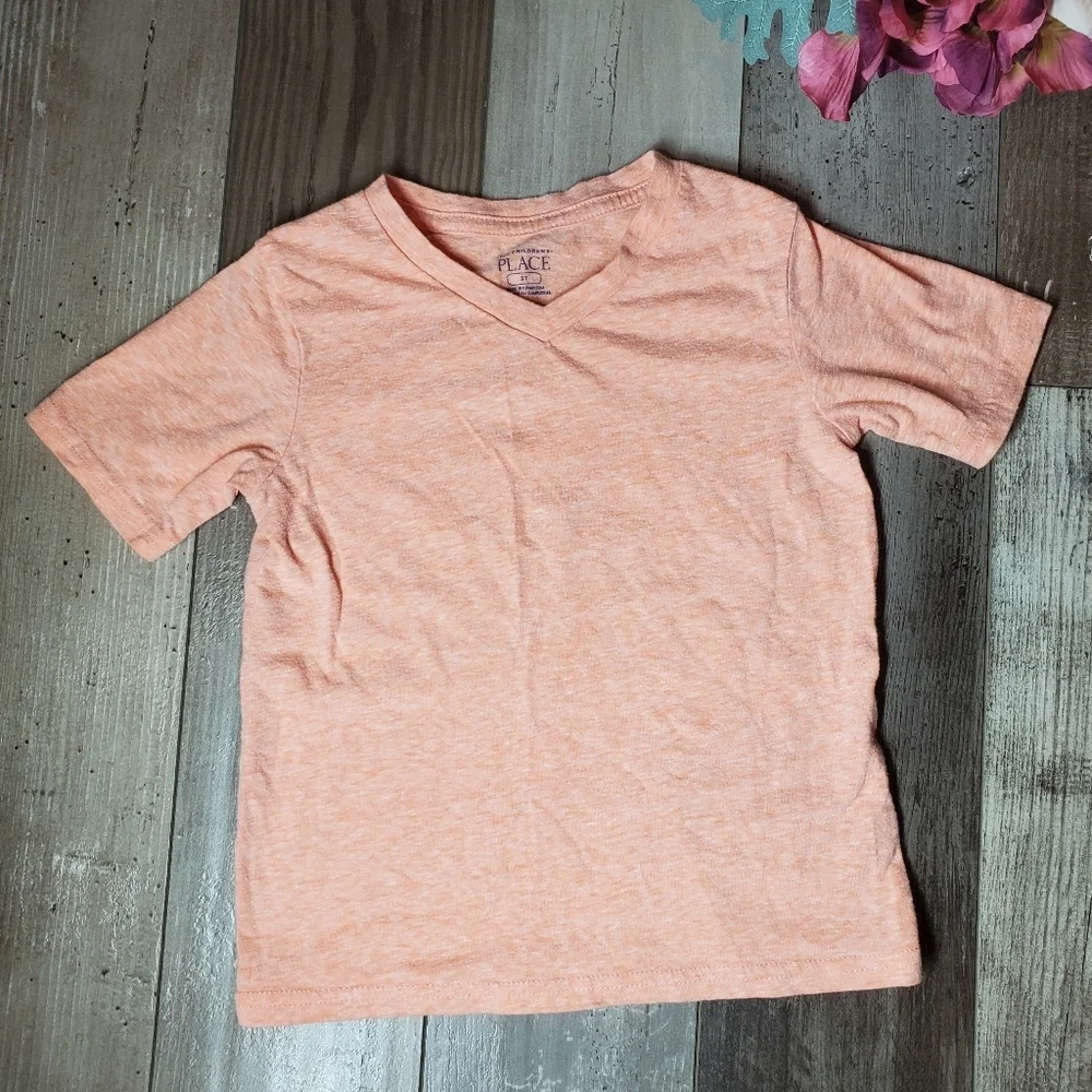 The Children's Place Orange V-Neck Casual T-Shirt Size 3T Toddler Boy